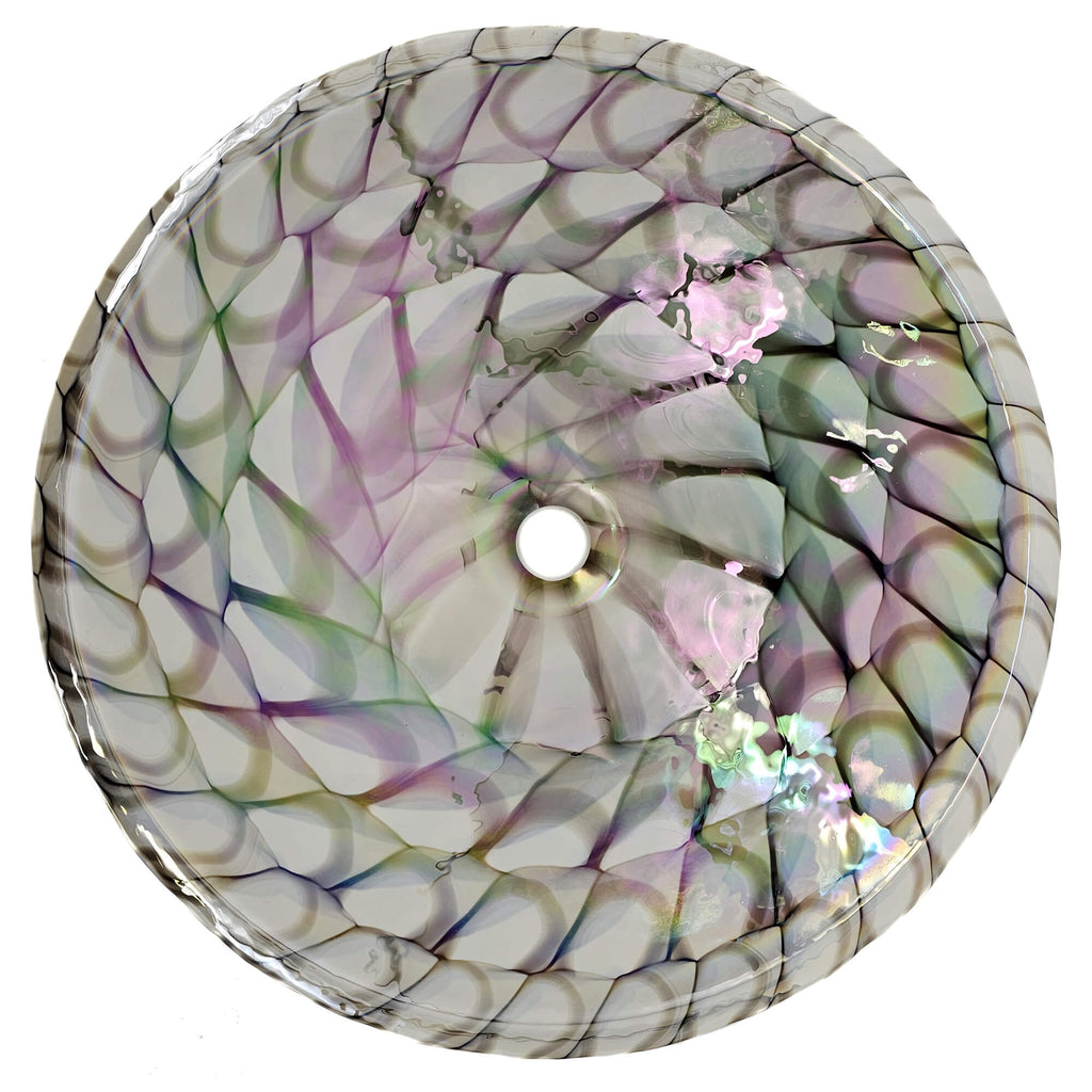 Murano Model: RVB3026 Ruvati 20 inch Murano Glass Art Drop In Round Decorative Pattern Bathroom Sink – Nautilus Brown – RVB3026