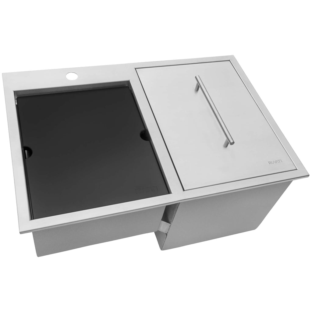 Merino Model: RVQ6290 Ruvati Insulated Ice Chest and Outdoor Sink 29 x 20 inch BBQ Workstation Topmount T-316 Stainless Steel – RVQ6290