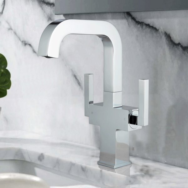 Oakland Two Handles Bathroom Sink Faucet with Pop Up Drain in Chrome Model# KSB1216C