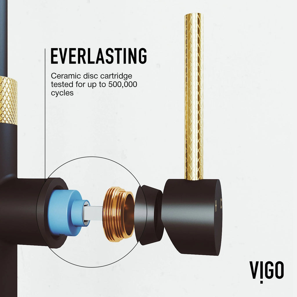 VIGO - Bristol Pull-Down Single Lever Kitchen Faucet In Matte Brushed Gold/Matte Black Model# VG02033MGMB