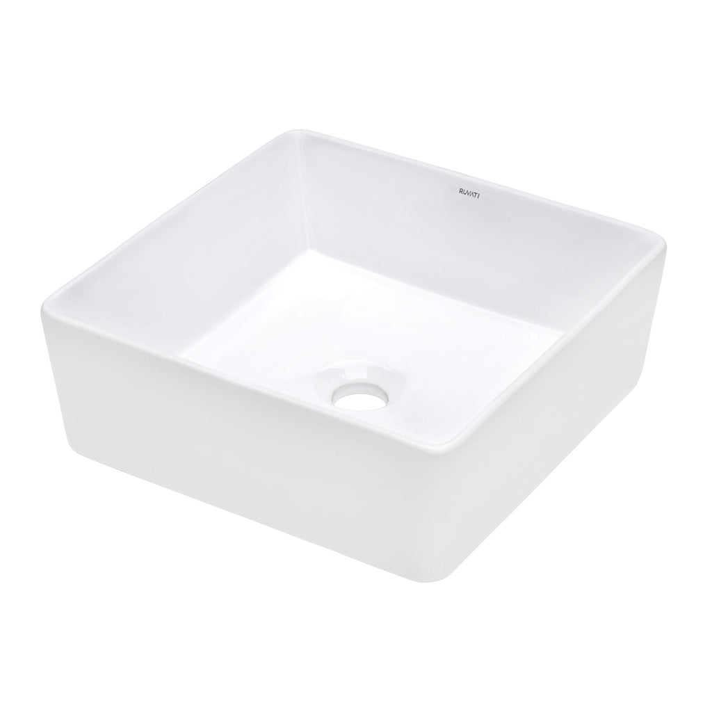 Vista Model: RVB1616 Ruvati 15 x 15 inch Bathroom Vessel Sink White Square Above Counter Porcelain Ceramic – RVB1616