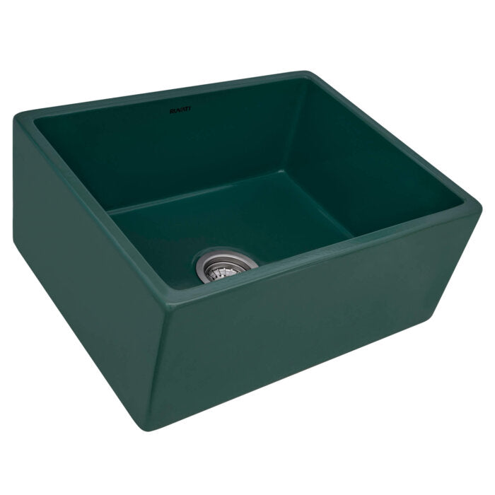 Fiamma Model: RVL2468EG Ruvati 23-inch Fireclay Farmhouse Kitchen Laundry Utility Sink Single Bowl – Emerald Green – RVL2468EG