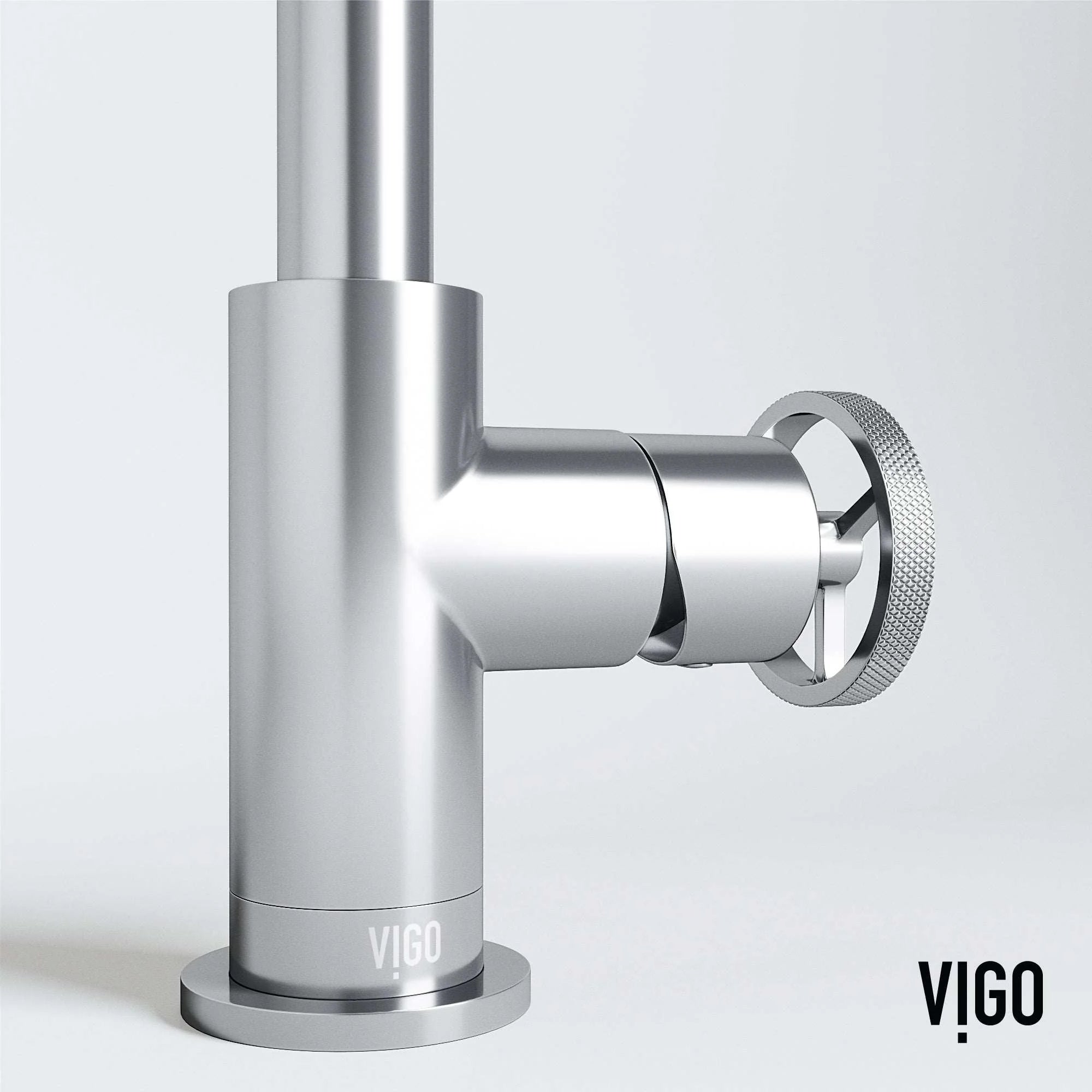VIGO - Cass Single Hole Bathroom Faucet with Knurled Wheel Handle In Chrome Model# VG01047CH