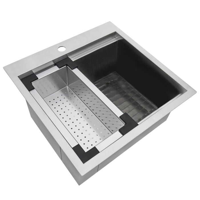 Merino Ruvati 21" x 20" Outdoor Workstation Sink T-316 Marine Grade Top Mount Stainless Steel BBQ – Model# RVQ5221