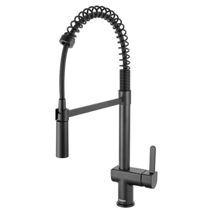 Seneca Model: RVF1243MB Ruvati Seneca Single Handle Pull Down Spiral Spring Kitchen Faucet with Sprayer in Matte Black – RVF1243MB