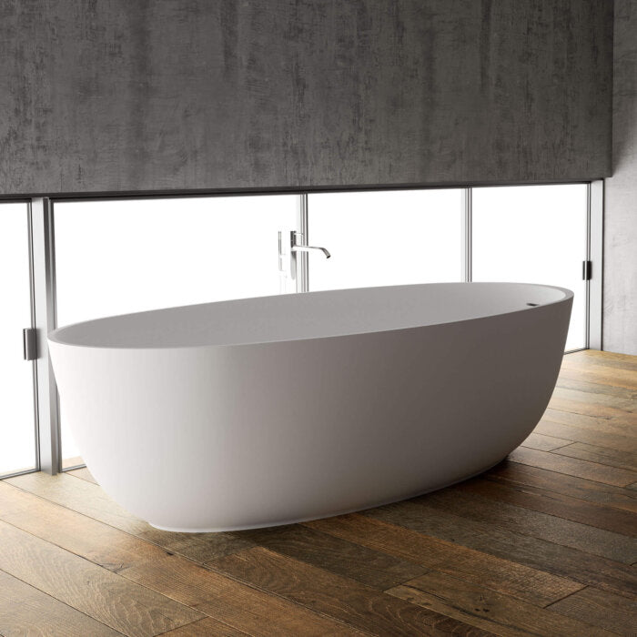 Canali Ruvati 66" Matte White epiStone Solid Surface Oval Freestanding Bathtub Canali – Model# RVB6719WH