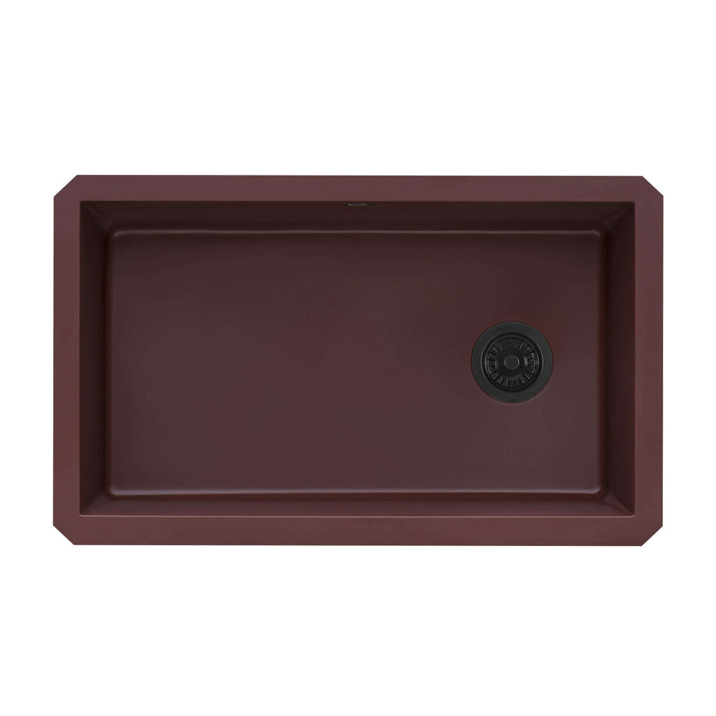 epiGranite Model: RVG2033RD Ruvati 32 x 19 inch epiGranite Undermount Granite Composite Quartz Single Bowl Kitchen Sink – Carnelian Red – RVG2033RD