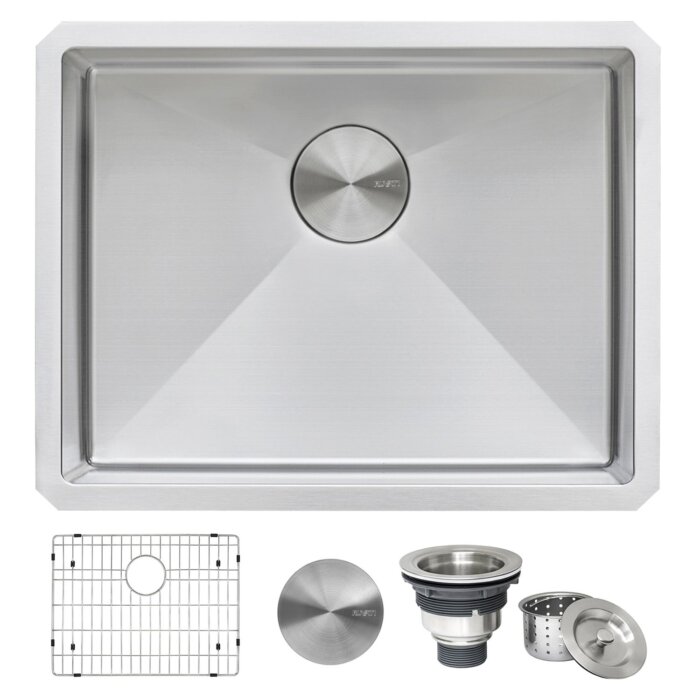 Savona Pro Ruvati 23″ x 18″ x 12″ Deep Laundry Utility Sink Rounded Corners Undermount 16 Gauge Stainless Steel – Model# RVU6125