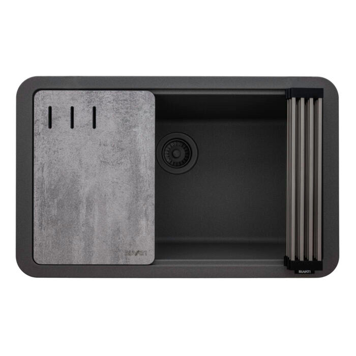 epiStage Model: RVG2310UG Ruvati 30-inch Granite Composite Quartz Workstation Urban Gray Undermount Kitchen Sink – RVG2310UG