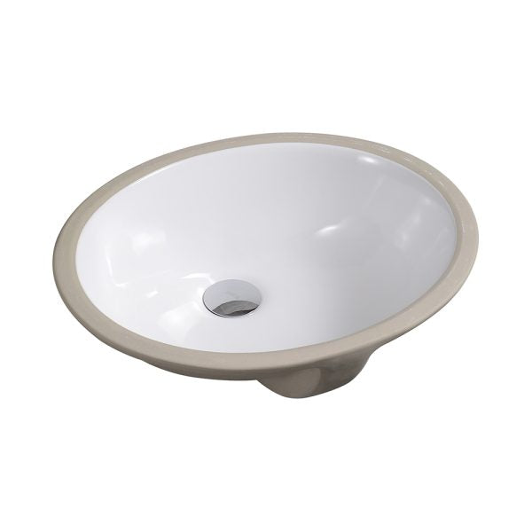 Oakland 16″ x 13″ White Oval Undermount Ceramic Bathroom Sink with Overflow Drain – Model# LVU1613W