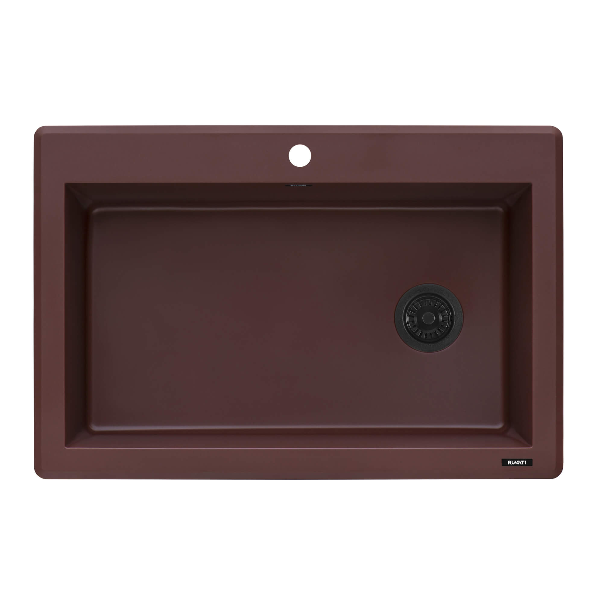 epiGranite Model: RVG1033RD Ruvati 33 x 22 inch Granite Composite Quartz Drop-in Topmount Single Bowl Kitchen Sink – Carnelian Red – RVG1033RD