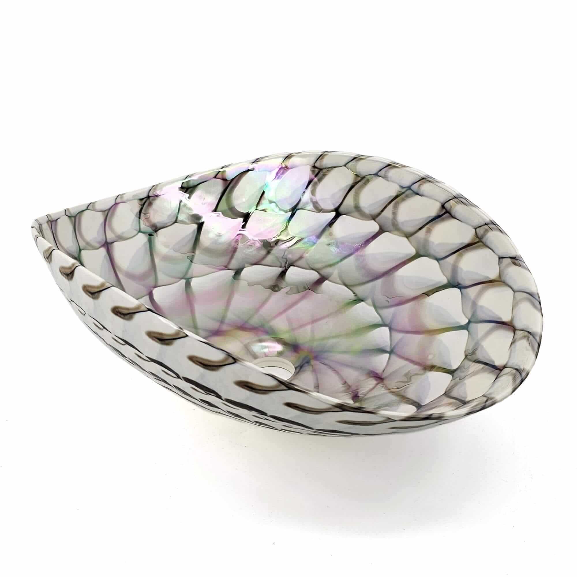 Murano Model: RVB3022 Ruvati 19 inch Murano Glass Art Vessel Seashell Decorative Pattern Bathroom Sink – Nautilus Brown – RVB3022