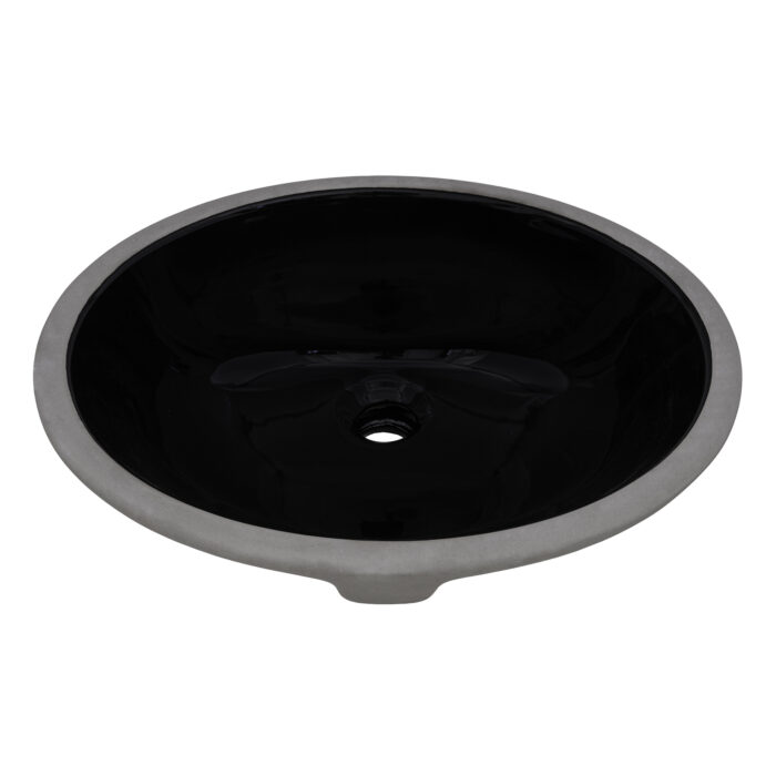 Krona Model: RVB0618BK Ruvati 16 x 13 inch Undermount Bathroom Sink Black Oval Porcelain Ceramic with Overflow – RVB0618BK