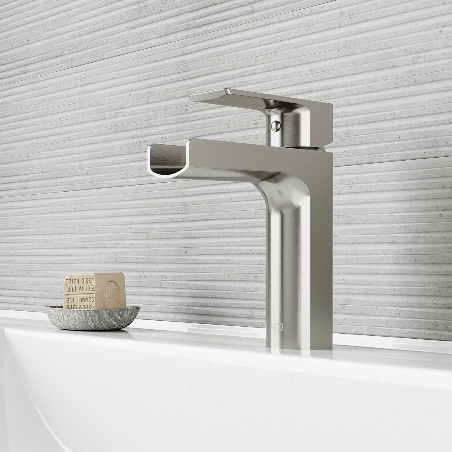 VIGO - Amada Single Hole Open Spout Bathroom Faucet In Brushed Nickel Finish Model# VG01042BN