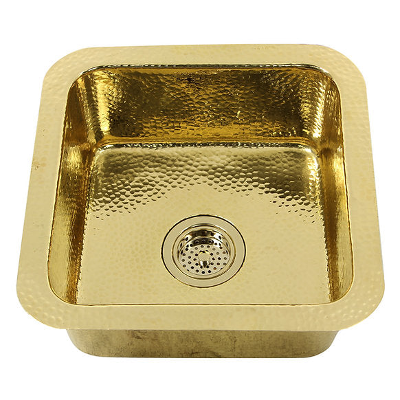 Nantucket Sink Hammered Brass Square Undermount Bar Sink Model# SQRB-7
