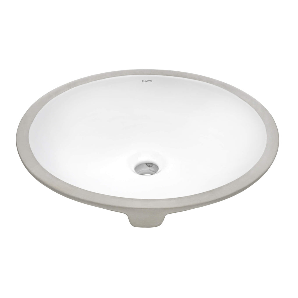 Krona Model: RVB0619 Ruvati 17 x 14 inch Undermount Bathroom Vanity Sink White Oval Porcelain Ceramic with Overflow – RVB0619