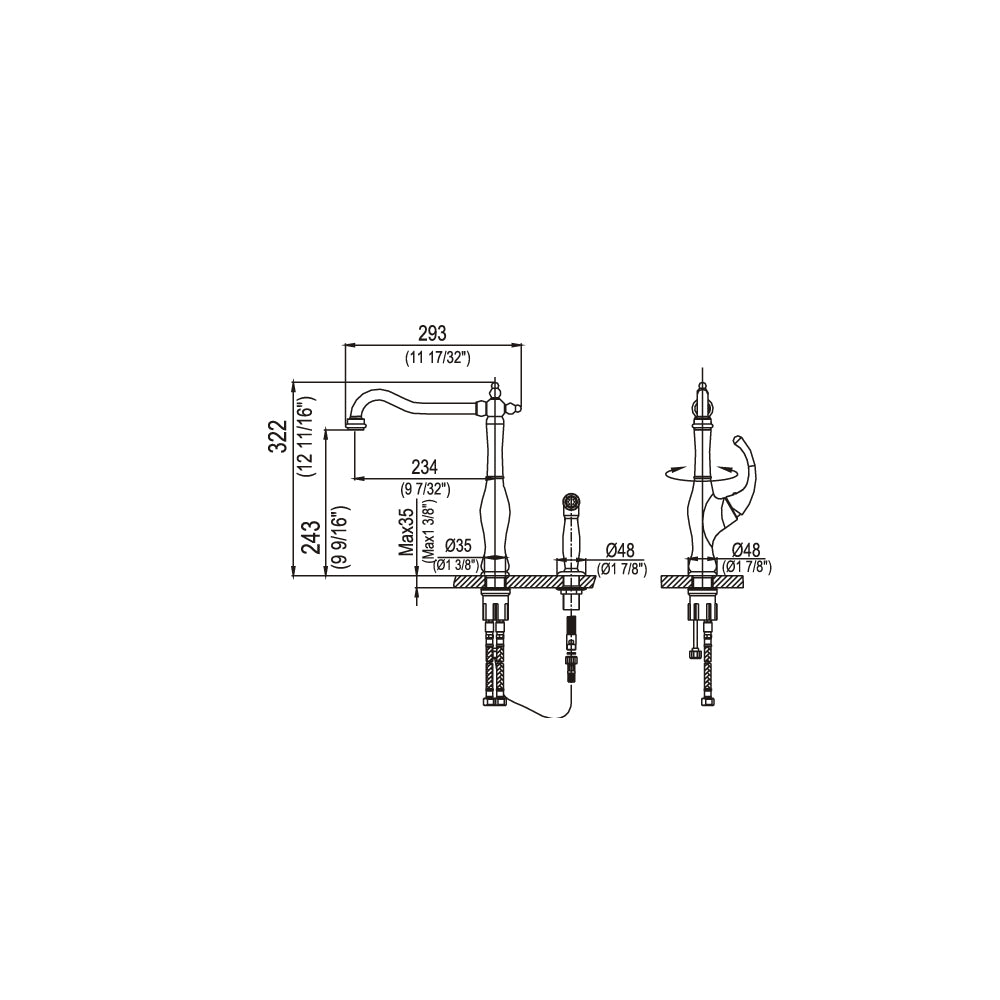 Dawn Single-Lever Kitchen Faucet with Side Spray In Brushed Nickel Model# AB08 3155BN