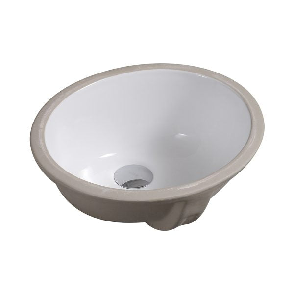 Oakland 13″ x 11″ White Oval Undermount Ceramic Bathroom Sink with Overflow Drain – Model# LVU1311W
