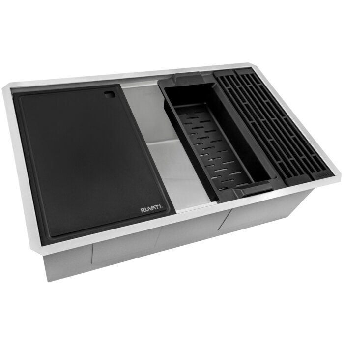 Veniso Nova Ruvati 27-inch Workstation Slope Bottom Offset Drain Undermount 16 Gauge Kitchen Sink – RVH8573