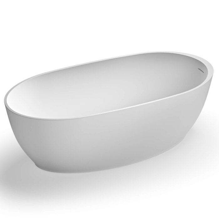 Canali Ruvati 59-inch Matte White epiStone Solid Surface Oval Freestanding Bathtub Canali – Model# RVB6744WH