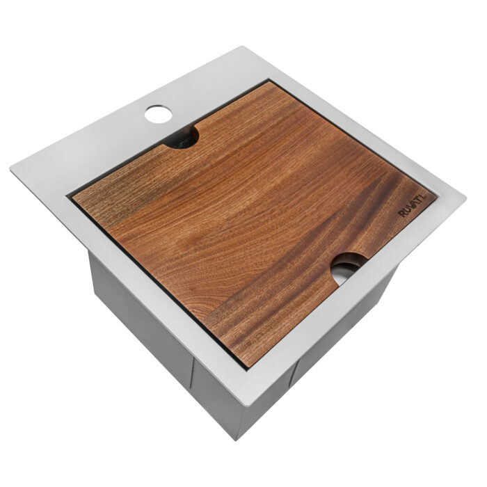 Vino Ruvati 15 x 15"Workstation Drop-in Topmount Bar Prep RV Sink 16 Gauge Stainless Steel – Model # RVH8215