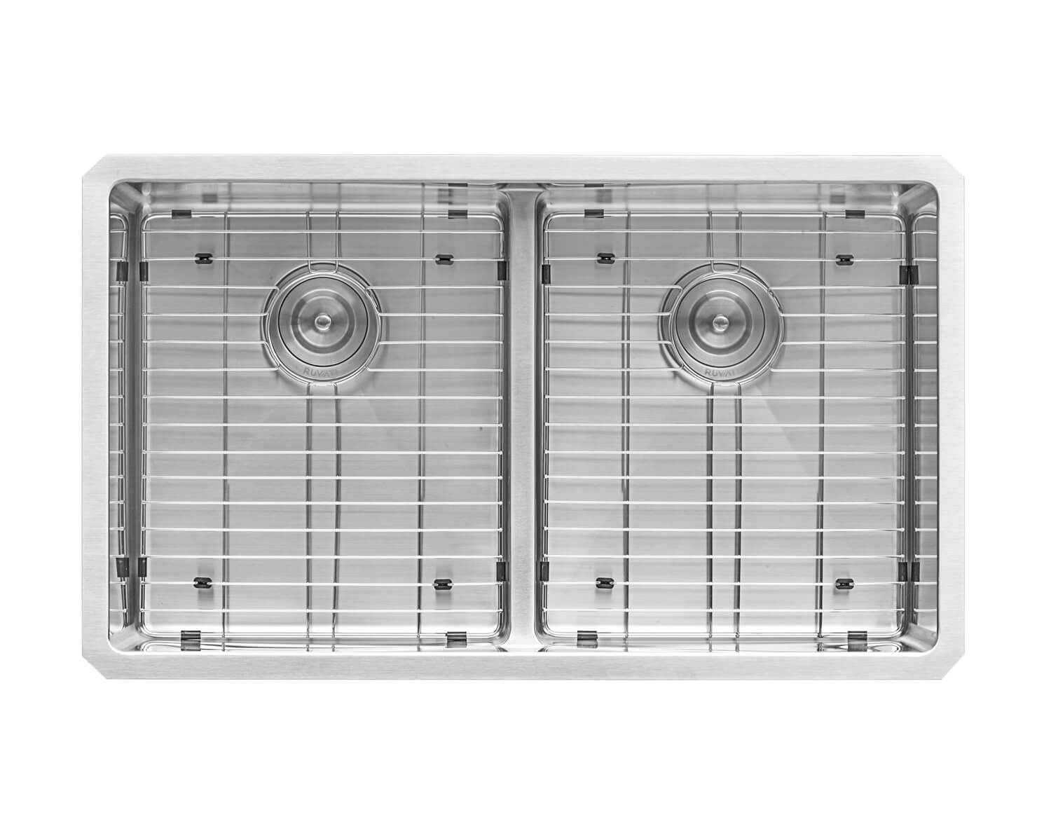 Urbana Ruvati 32-inch Low-Divide Undermount 50/50 Double Bowl 16 Gauge Rounded Corners Stainless Steel Kitchen Sink – Model# RVH7411