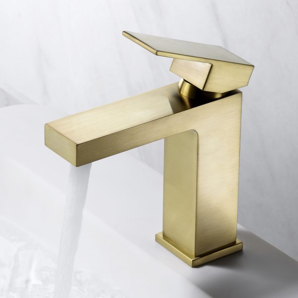 Oakland Single Handle 1 Hole Bathroom Sink Faucet with Pop Up Drain in Satin Gold Model# KSB1112SG