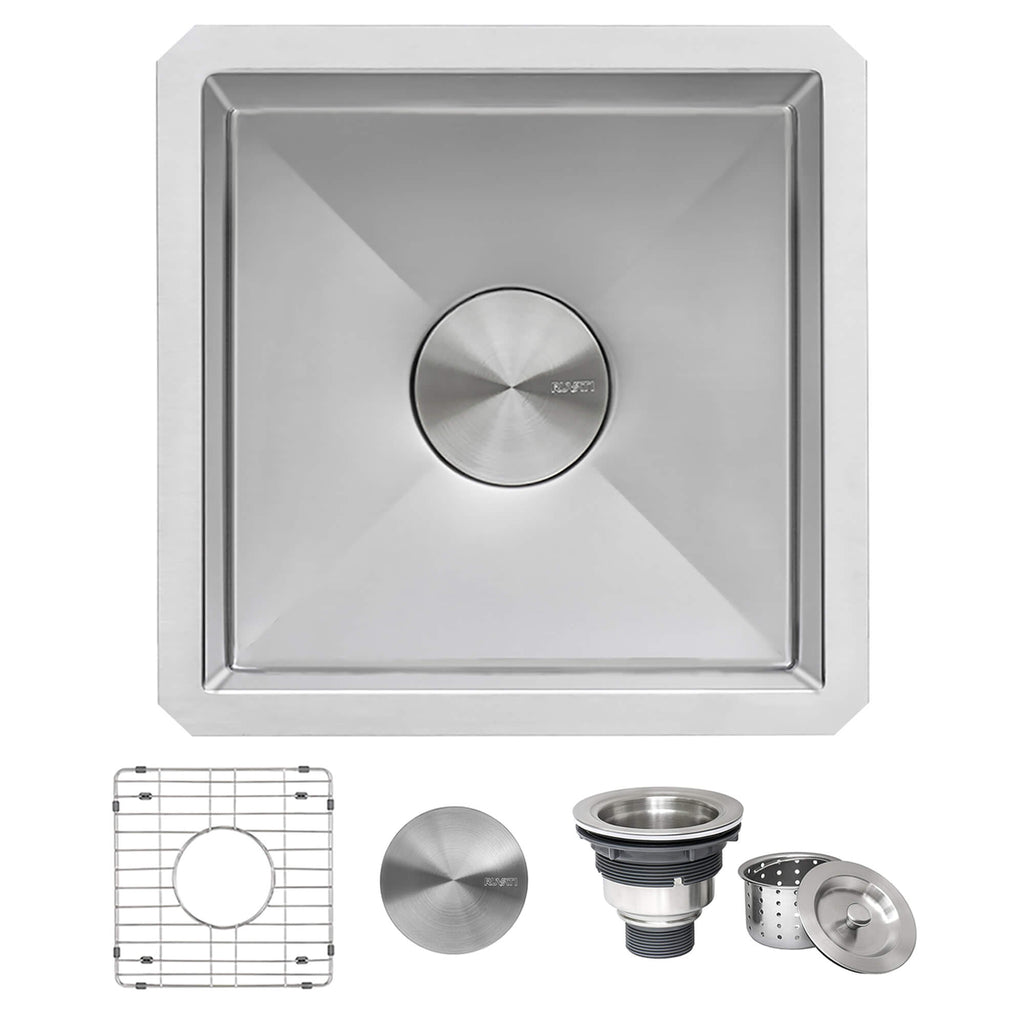 Gravena Ruvati 15" Undermount Bar Prep 16 Gauge Kitchen Sink Round Corners Stainless Steel Single Bowl – Model# RVH7015