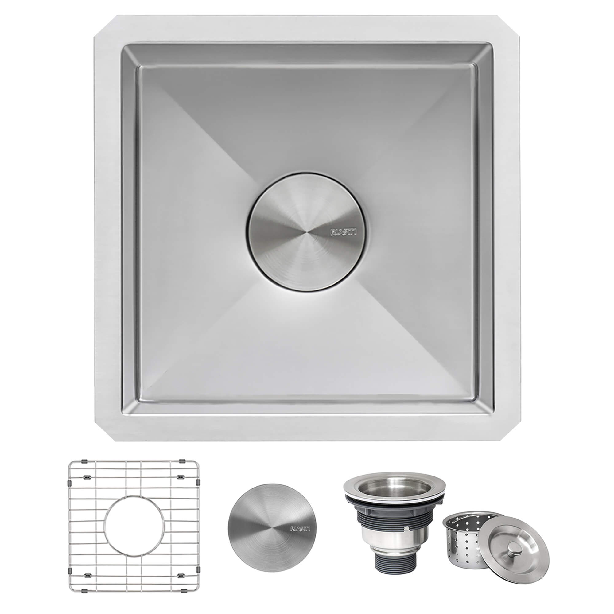Gravena Ruvati 15" Undermount Bar Prep 16 Gauge Kitchen Sink Round Corners Stainless Steel Single Bowl – Model# RVH7015