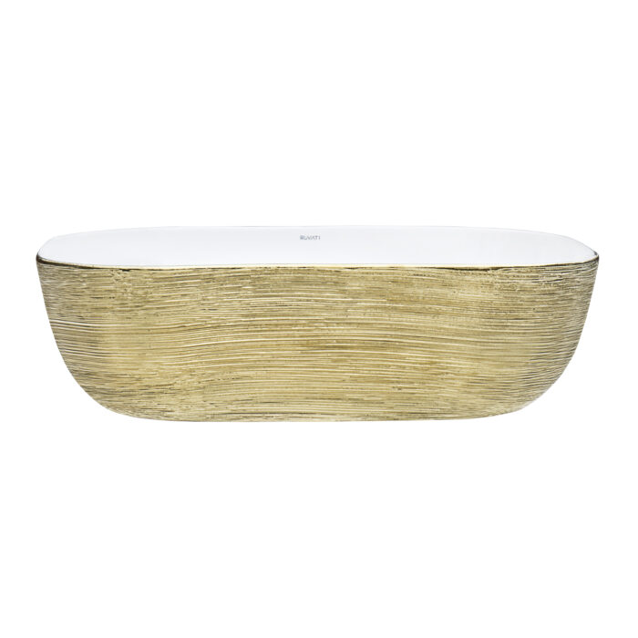 Pietra Ruvati 20" x 16" Bathroom Vessel Sink Gold Decorative Art Above Vanity Counter White Ceramic – Model# RVB2016WG