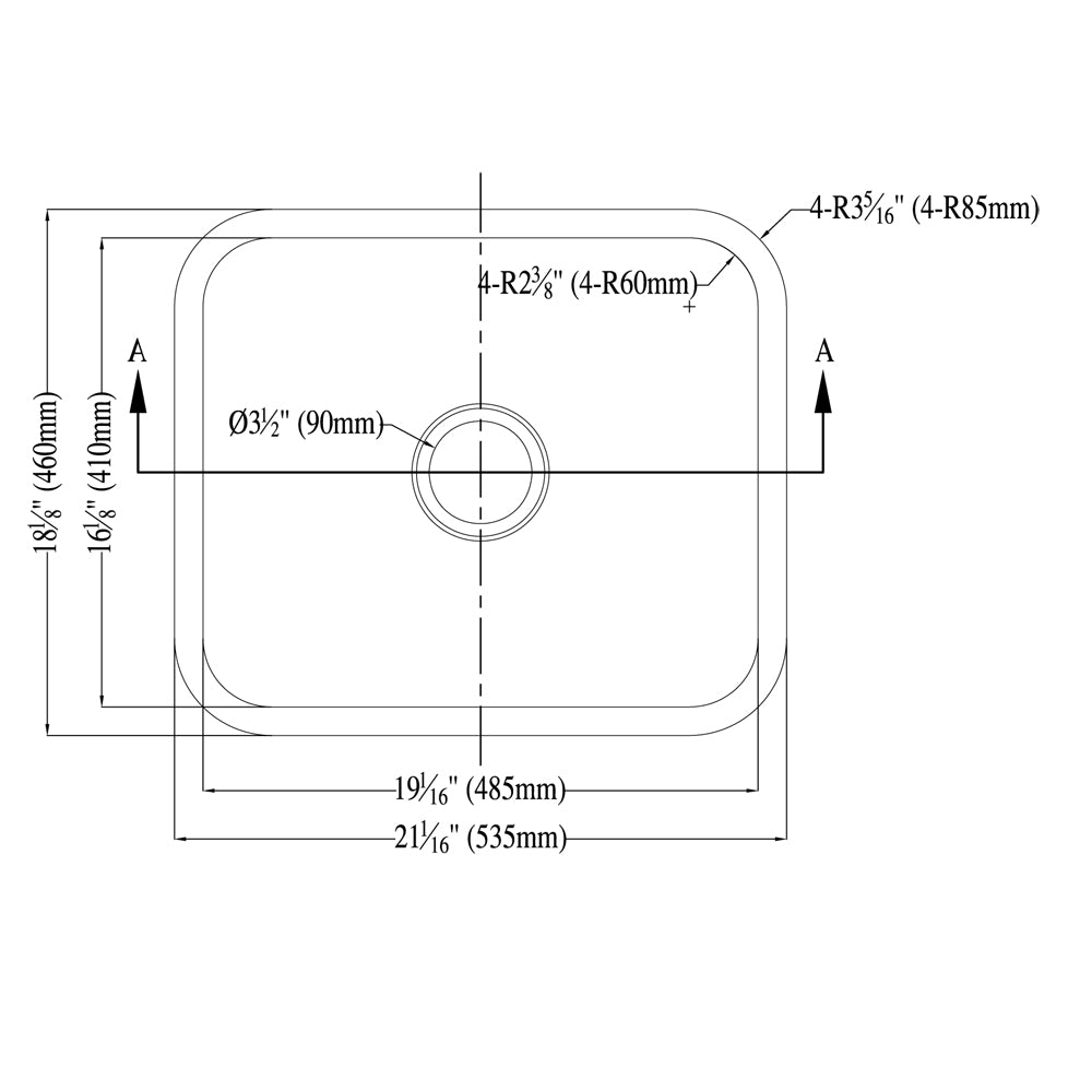 Dawn 21" Single Bowl 16 Gauge Undermount Stainless Steel Kitchen Sink Model# DSU1916