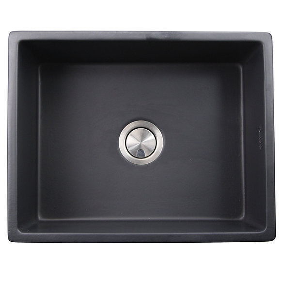 Nantucket Sinks - 23" Farmhouse Fireclay Sink With A Glazed Finish In Matte Black Model# FCFS2418S- MatteBlack