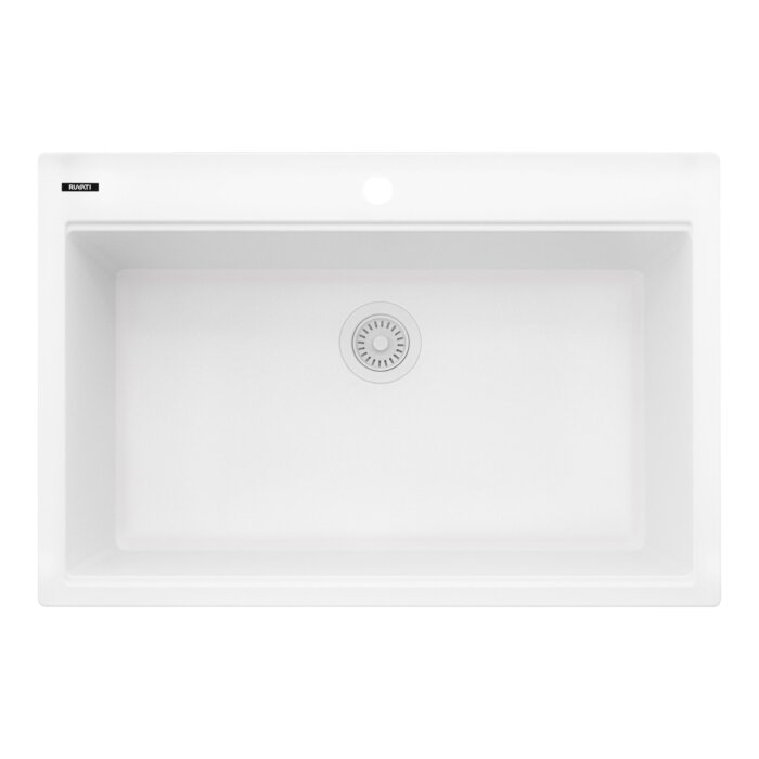 epiStage Model: RVG1306WH Ruvati 33-inch Granite Composite Quartz Workstation Drop-in Topmount Kitchen Sink Matte White Matte – RVG1306WH