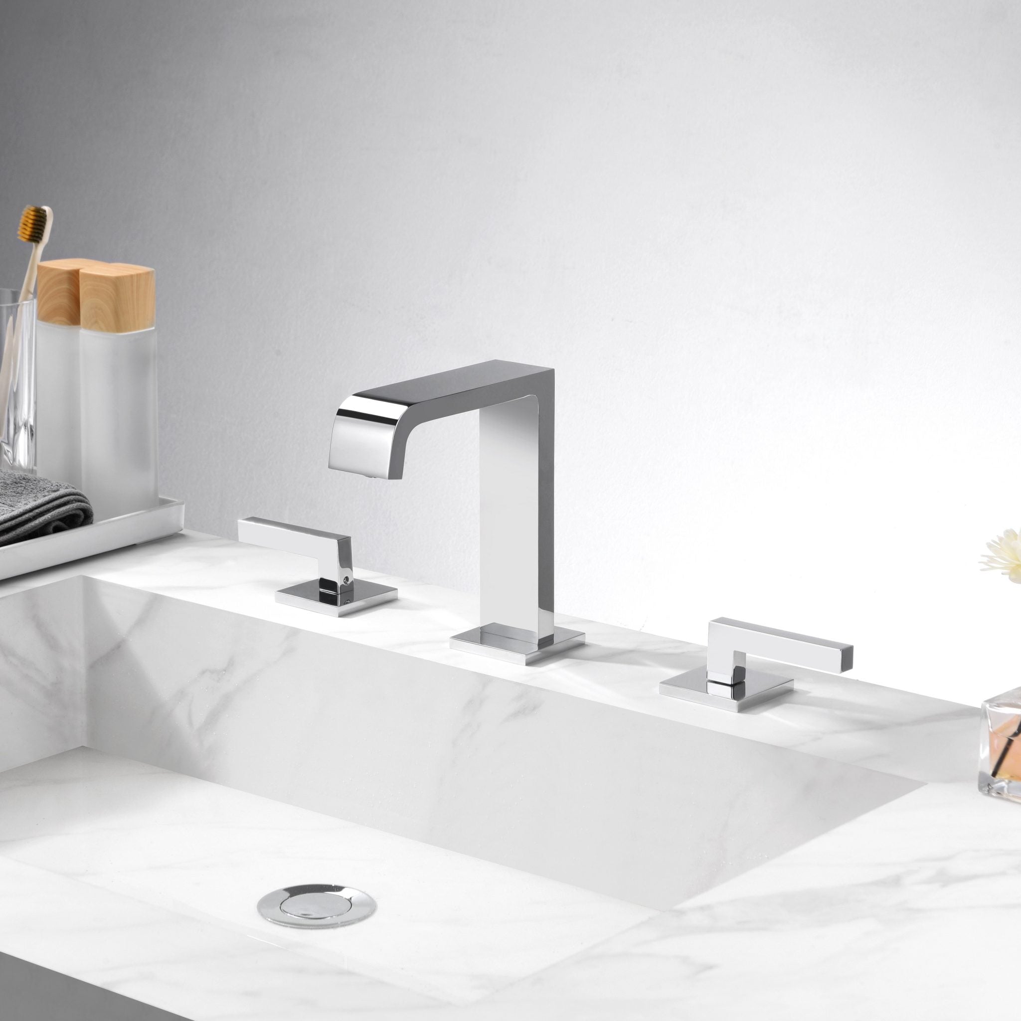 Oakland Double Handle 6-8″ Widespread Bathroom Sink Faucet with Pop Up Drain – Model# KSB8233C