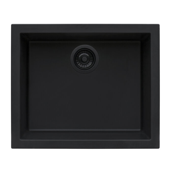 epiGranite Model: RVG2022BK Ruvati 21 x 17 inch Granite Composite Quartz Undermount Single Bowl Wet Bar Prep Sink – Midnight Black – RVG2022BK