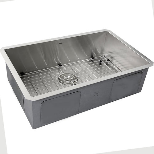 28" Pro Series Large Rectangle Single Bowl Undermount Zero Radius Stainless Steel Kitchen Sink, Model# ZR2818-8-16