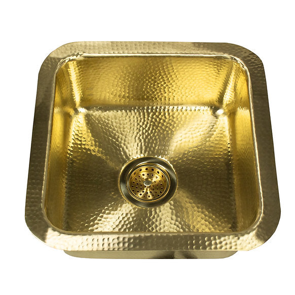 Nantucket Sinks - Matte Finish Hammered Brass Square Dual-mount Bar Sink Model #SQRB-7MF