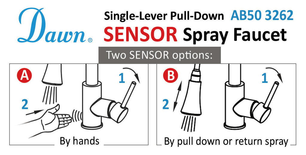 Dawn Single-Lever Pull-Down Sensor Spray Kitchen Faucet In Matte Gold Model# AB50 3262MAG