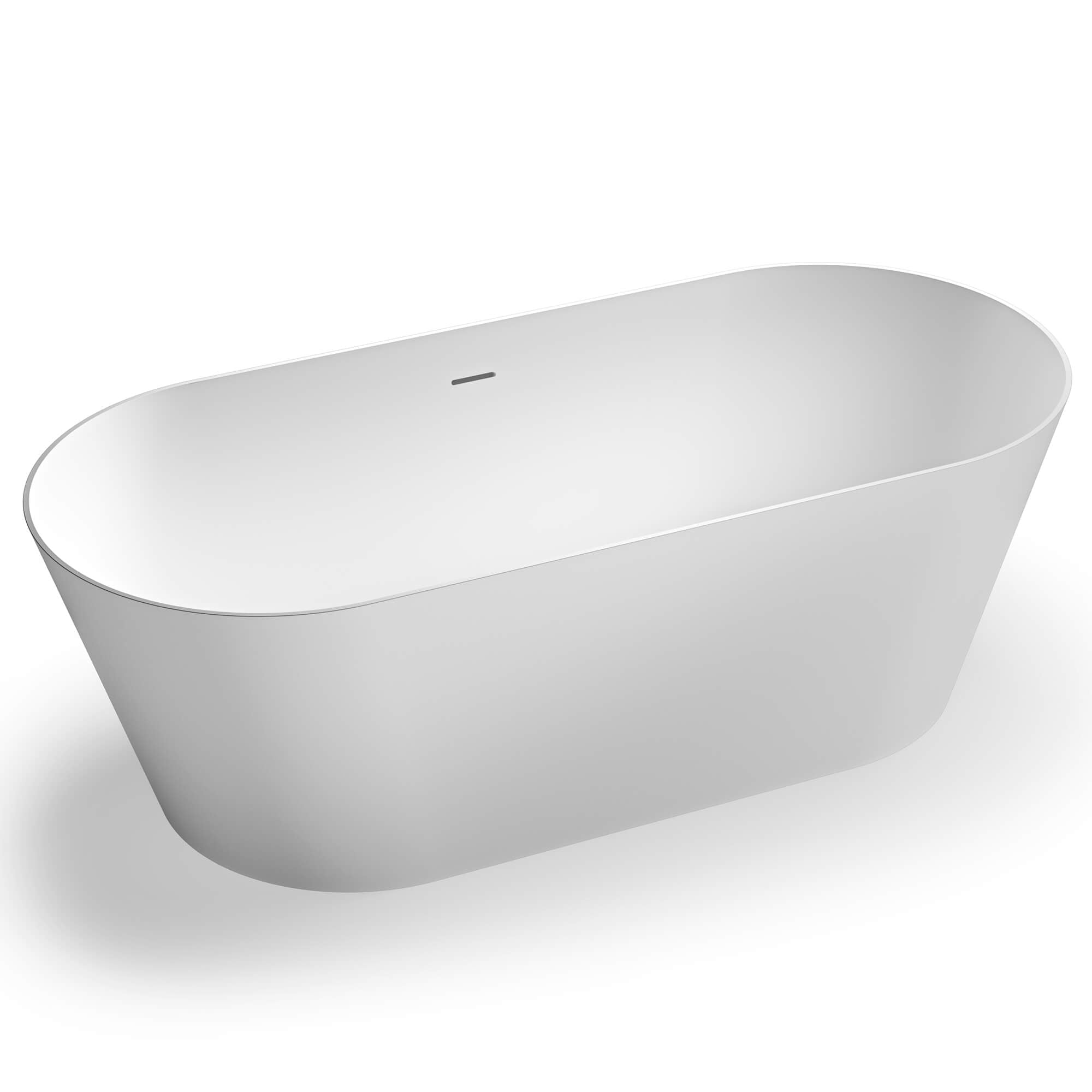 Omnia Ruvati 67-inch White epiStone Solid Surface Oval Freestanding Bathtub Omnia Matte – Model# RVB6750WH