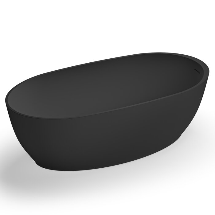 Canali Ruvati 59-inch Matte Black epiStone Solid Surface Oval Freestanding Bathtub Canali – Model# RVB6744BK
