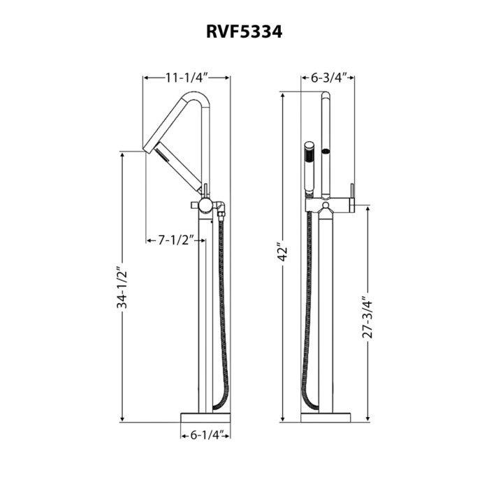Livia Model: RVF5334BN Ruvati Livia Single Handle Freestanding Tub Bathroom Faucet in Brushed Nickel – RVF5334BN