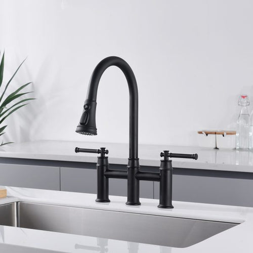8” Double Handle 3 Hole Kitchen Faucet in Matte Black – Model# KSK8239MB