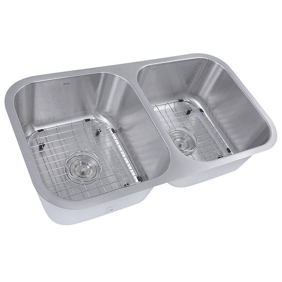 Nantucket Sinks 32-1/2" Double Bowl Equal Undermount Stainless Steel Kitchen Sink, 16 Gauge  Model# NS10i-16