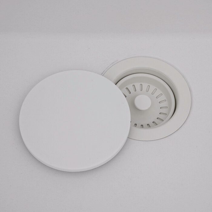 Model: RVA1034WH Ruvati Drain Cover for Composite Kitchen Sink and Garbage Disposal – Matte White – RVA1034WH