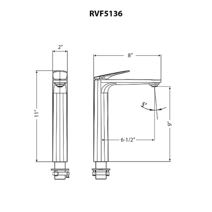 Este Model: RVF5136MB Ruvati Este Single Handle Lever Tall Vessel Faucet Modern Bathroom Vanity in Matte Black – RVF5136MB