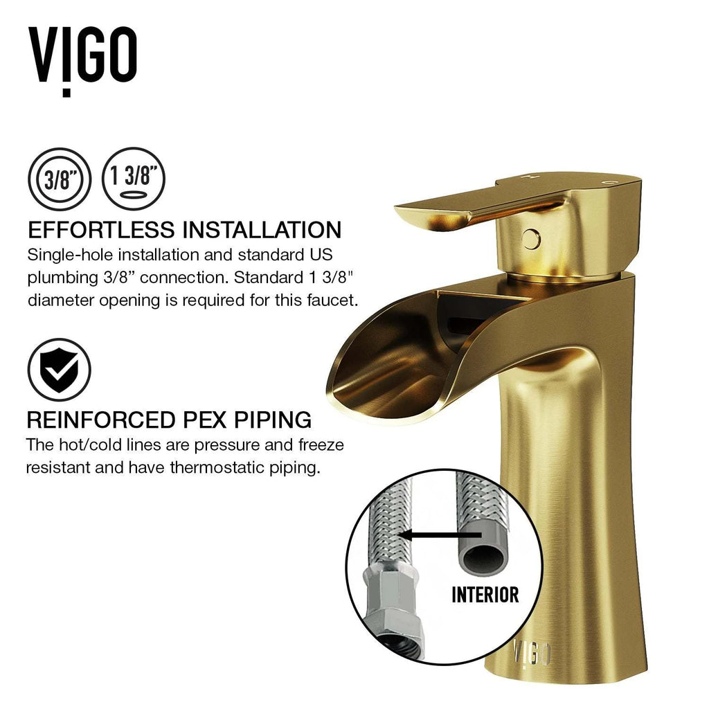 VIGO - Paloma Single Hole Single Handle Open Front Bathroom Faucet In Matte Brushed Gold Model# VG01041MG