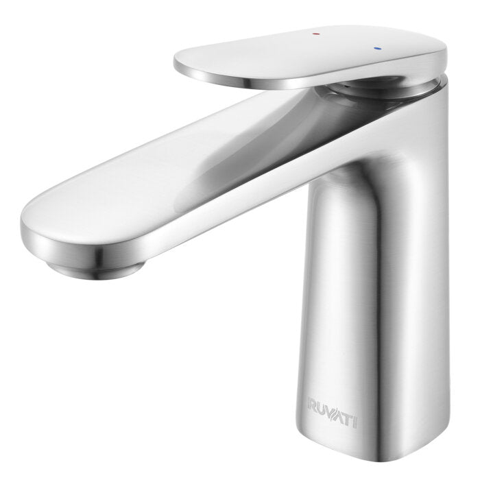 Este Model: RVF5135BN Ruvati Este Single Handle Modern Bathroom Vanity Faucet in Stainless Steel Brushed Nickel – RVF5135BN