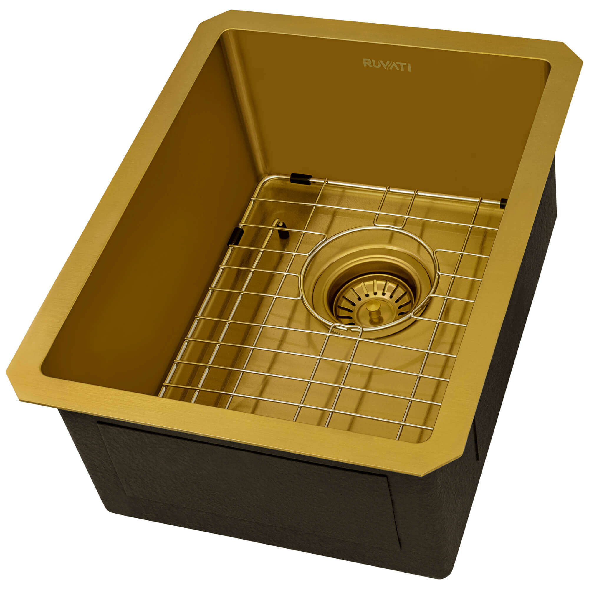 Terraza Ruvati 14" Matte Gold Stainless Steel Undermount Bar Prep Sink – Model# RVH7114GG