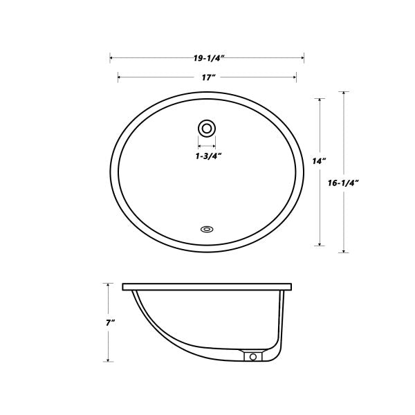 Oakland  17″ x 14″ Stainless Oval Undermount Stainless Steel Bathroom Sink with Overflow Drain – Model #LVU1714SS
