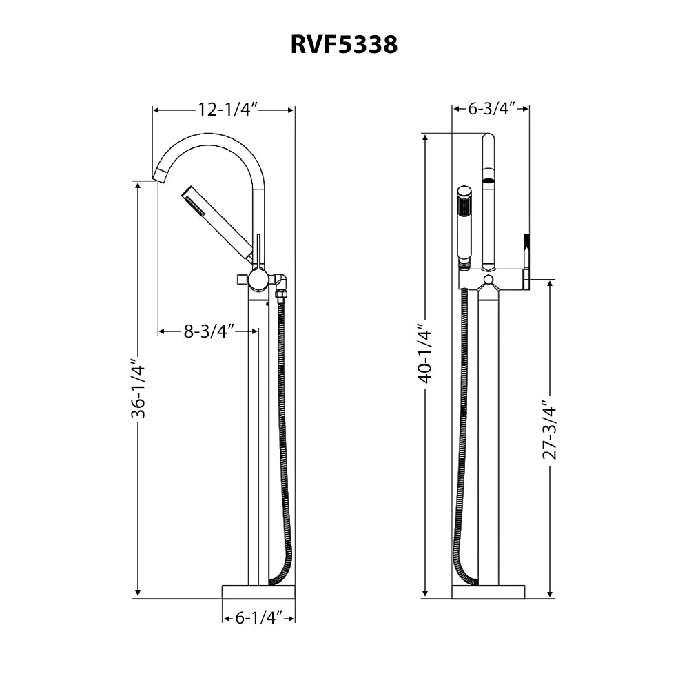 Lucia Model: RVF5338SG Ruvati Lucia Single Handle Freestanding Tub Bathroom Faucet in Brushed Gold – RVF5338SG
